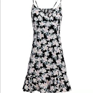INTERMIX Monique Black and Cream Floral Mini Dress